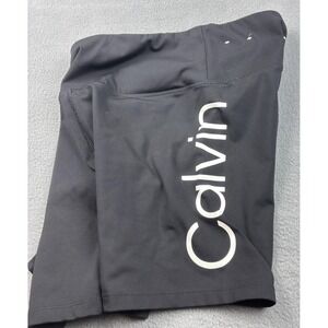 Calvin Klein woman's Large Black Big Gym Logo  Performance Stretch Shorts White